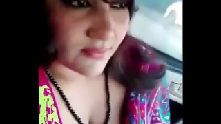 Desi hindi speaking Indian big tit aunty in pink saree play with boob